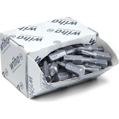 Wiha Boites d'embouts Standard 25 mm TORX® (T10) 50 pcs 1/4" C6,3 en assortiment (08065)
