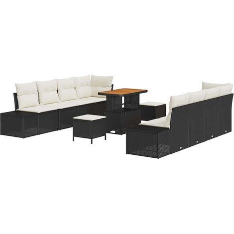Maison Exclusive - Conjunto de sofás de jardín 11 pcs Negro ratán