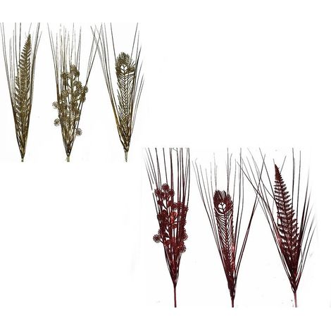 Fiore rosso o oro pick per albero di natale addobbi natalizi decorazioni pacchi regalo ornamento per casa h cm 56 set 12 fiori - colorigenerali: ORO (1/5)