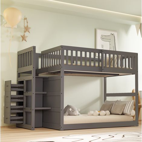 letto contenitore 140x200 scala cassetti sicuro grigio HAVRYA (1/5)