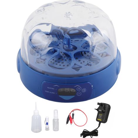 Couveuse à œufs automatique 6 œufs avec mire-œufs et contrôle de température, incubateur plastique bleu compact 15W pour volaille (1/5)