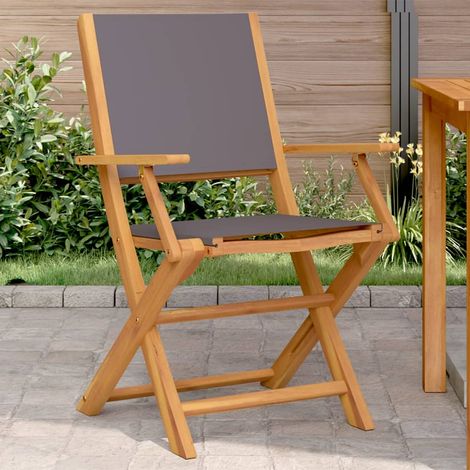 Lot de 2 Chaises de jardin，Siège de Terrasse  Chaise d'extérieur anthracite bois acacia massif tissu CFW55076 (1/5)