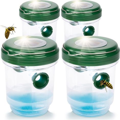Piège à Guêpes et Moustiques Solaire 2 en 1 4 Pcs Pièges Insectes LED Anti Frelon Asiatique, Guêpes, Mouches Protection Jardin, Terrasse, Camping Réutilisable, Intérieur & Extérieur (1/5)