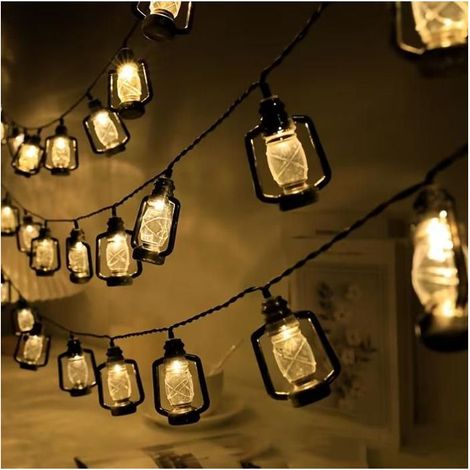Lampe à huile vintage d'extérieur à piles - Guirlande lumineuse de 20 LED - idéale pour créer une ambiance romantique (1/5)