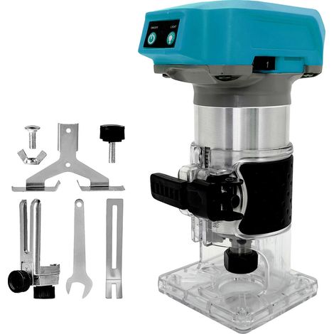 Routeurs, Défonceuse sans fil, Défonceuse portative sans balais, Défonceuse compacte pour rainurage, coupe, pince de serrage 1/4", 6 vitesses, (sans batterie), compatible avec la batterie Makita