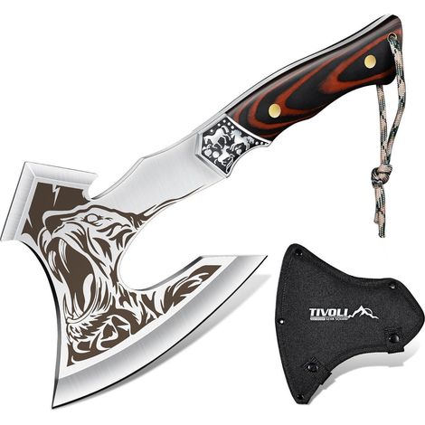 Spaltaxt Axt Beil Campingaxt Handbeil Full Tang Survival Braun2 (1/5)