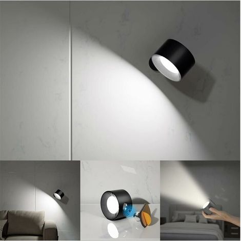 Applique murale LED Applique murale à batterie rechargeable Appliques murales Mordern Dimmable Touch Control Modes de luminosité chaud / blanc Projecteurs muraux Lampes de chevet librement rotatives L