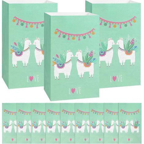 Lot de 12 sacs en papier kraft à motif alpaga, enveloppes plates, sacs cadeaux pour fêtes-12pcs (1/3)