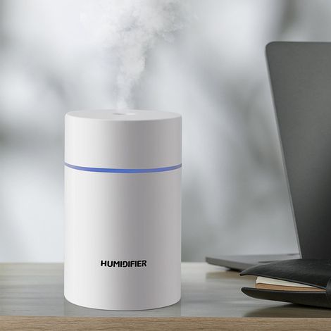Mini Humidificateur USB 300 ml Blanc avec Veilleuse, Brume Froide Silencieuse pour Bureau et Chambre (1/5)