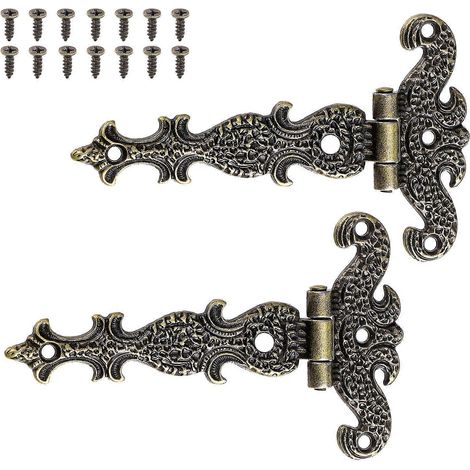Lot de 2 charnières en alliage de zinc style rétro pour placards et boîtes à bijoux, en métal, pour la maison (1/4)