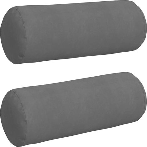 Maison Exclusive - Cojines Bolster 2 pcs Gris oscuro Ø 25 x 70 cm