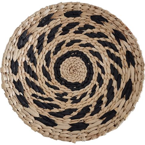 Panier Murale - Décor Tissé Main en Paille Naturelle - Style Bohème Rond Plat pour Chambre Salon Décoration Murale - 1 Pièce (1/3)