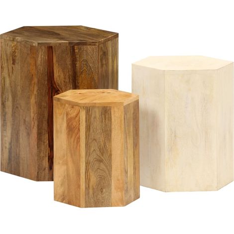Maison Exclusive - 3-tlg. Couchtisch-Set Massivholz Mango