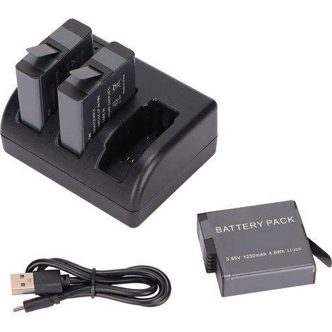 Chargeur de batterie sécurisé 3 voies station de recharge USB pour batterie de caméra sport AHDBT 501 601 701 (1/5)