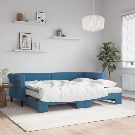 Sofá cama nido con colchón terciopelo azul 80x200 cm vidaXL (1/5)