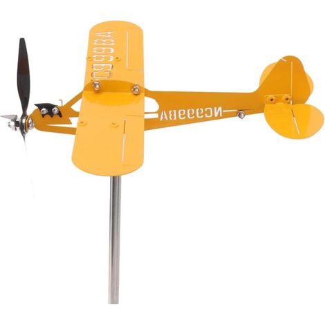 Veleta metálica 3D con forma de avión, indicador de dirección del viento para exteriores, decoración de jardín.