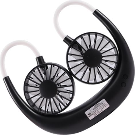 Ventilateur de cou pliable flexible DC3,7V avec éclairage LED multicolore, 3 vitesses, 7 pales, port USB-C, 2 batteries 1500 mAh (1/5)