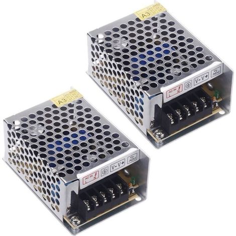 2X AC 100V - 240V à DC 5V 5A 25W Convertisseur de tension Commutateurs Alimentation Pièce pour Guidé