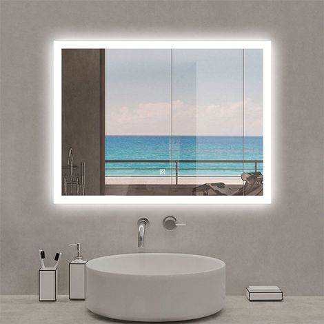 AICA Bathroom LED Mirror 800x600mm with Adjustable 3 LED Lights Demister