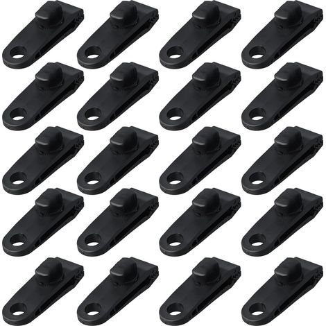 Lot de 20 Clips de Bâche de Tente, Pince pour Bache, Attache Bache, pour Bâche, Tente, Couvertures, Auvents, Bannières, Jardinage, Noir (1/5)