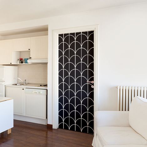 Sticker Porte Éventail Asiatique Doré, 204 cm X 83 cm, Décoration pour Portes Intérieures et Extérieures (1/4)