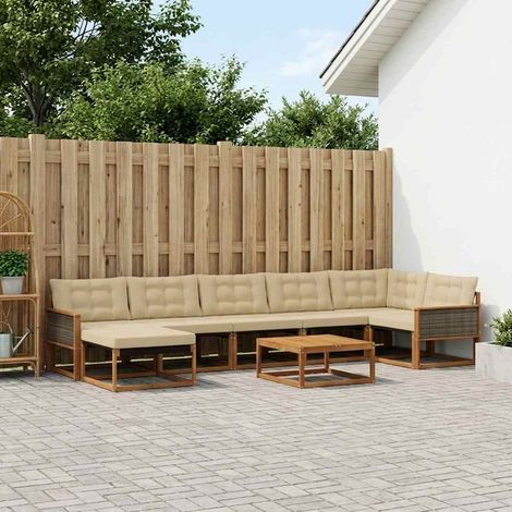 vidaXL Outdoor-Sofagarnitur 8 Stk. Natur und Beige Polyester (1/5)