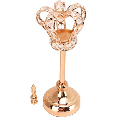 Bougeoir Couronne Doré Artisanal en Fer Électrodoré pour Mariage et Décoration Maison