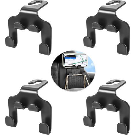 4 Pieces Car Storage Hooks, Portable Car Seat Back Hooks, Applicable Headrest Hooks for Shopping Bags, Handbag Backseat Hooks, Storage Hooks (1/5)