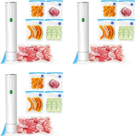 Selladora al vacío 3X para alimentos: selladora al vacío portátil inalámbrica con 10 bolsas de sellado, para conservar y mantener los alimentos frescos.