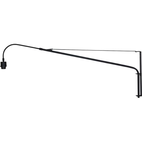 Applique murale extensible noir en métal – Douille E27 inclinable – Cordon 180 cm avec interrupteur – Pour salon et entrée – Steinhauer
