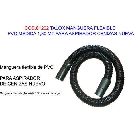 TALOX Manguera flexible 1,30m para aspirador de cenizas fabricada en PVC color negro