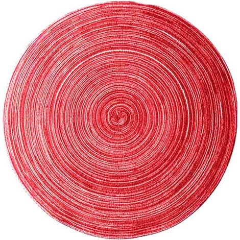 4 dessous de plat en coton, 30 cm, ronds, rouge, antidérapants (1/5)