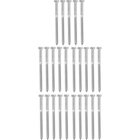 Vis à bois autotaraudeuse en acier inoxydable 304, tête hexagonale, filetage partiel M8x120mm, tire-fond pour bois (1/5)