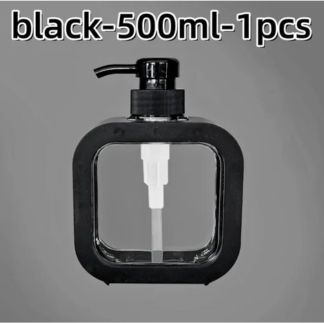 (noir - 500 ml - 1 pièce) Distributeur de savon de salle de bain rechargeable pour lotion, shampoing et gel douche, flacon pompe de voyage vide (1/5)