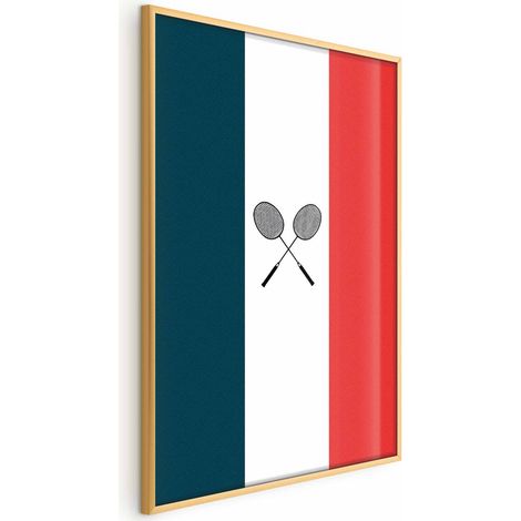 Poster – Französische Flaggen und schwarze Badmintonschläger (1/4)