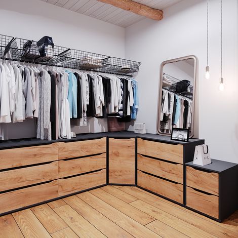 Credenza Ruben, Rovere dorato, 40 x 53.6 cm con cassetti, Vicco