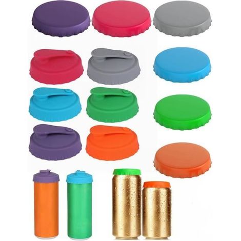 Couvercles Pour Canettes De Boissons, Couvercles Pour Canettes En Silicone, Couvercles Pour Canettes De Cola Bouchons (Lot De 12) (1/4)