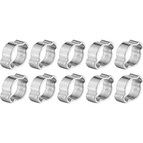 Jeffergarden 10 colliers de serrage à deux oreilles en fer galvanisé zingué 5-23 mm pour tuyaux d'essence (9-11 mm) (1/2)