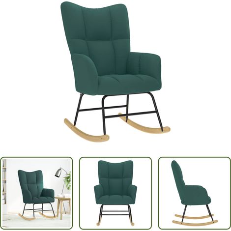 vidaXL Fauteuil confortable -  Chaise à bascule Vert foncé Tissu (1/5)