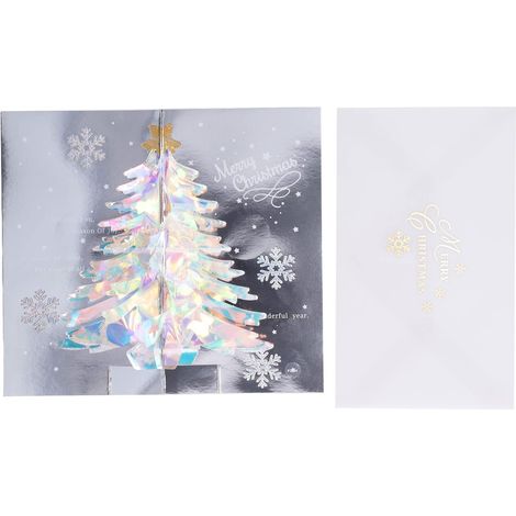 Carte de Voeux de Noël 3D, Carte de Voeux d'Arbre de Noël Scintillant 3D Pop Up x de Bénédiction avec Enveloppe de Chanson pour de Vacances (1/5)