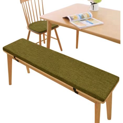 Coussin de banc en lin, coussin de chaise antidérapant, coussin de banc pour cireur de chaussures, coussin avec boucle de fixation, marron curry (1/5)
