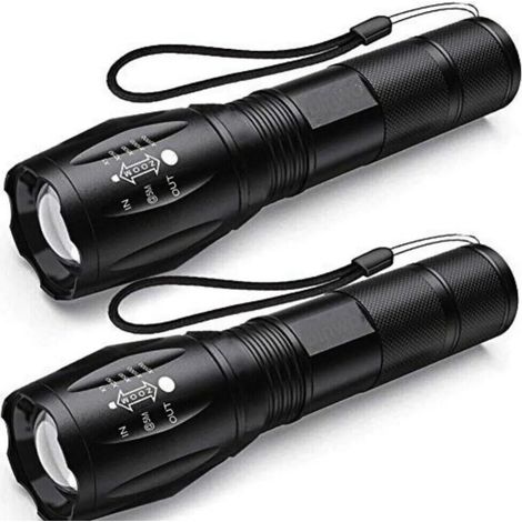 Lampe torche LED 2x Police, rechargeable, zoom, chargeur de batterie, SWAT (1/5)