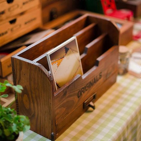 Porte-stylo en bois à 3 niveaux, porte-crayons, tiroir de rangement pour fournitures de bureau, boîte de rangement