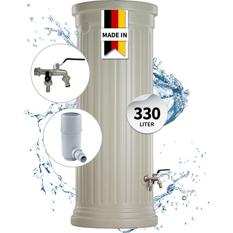 GARANTIA Säulentank Komplett-Set 330 Liter sandbeige inkl. Chrom-Doppelauslaufhahn und Fallrohranschluss (1/5)