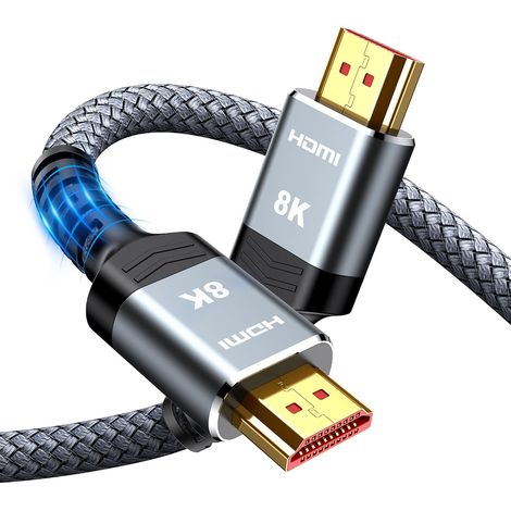Câble HDMI 2.1 8K 60Hz 2M – Ultra Haut Débit 48Gbps HDR10+ ARC eARC – Compatible TV, PC, Projecteur, PS5, Xbox