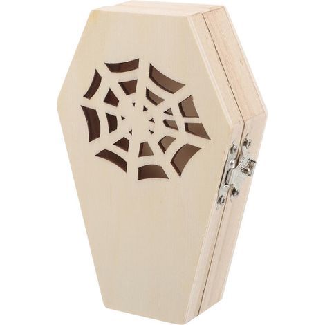 Boîte à bonbons d'Halloween, petite boîte en bois en forme de cercueil, petite boîte de rangement pour petits objets, boîte d'emballage cadeau-12x8cm (1/2)