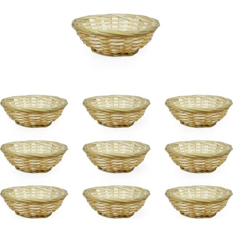 Ceste Cestini espositore intrecciati rotondi x10 fibra naturale cm 15 x 15 x h 6
