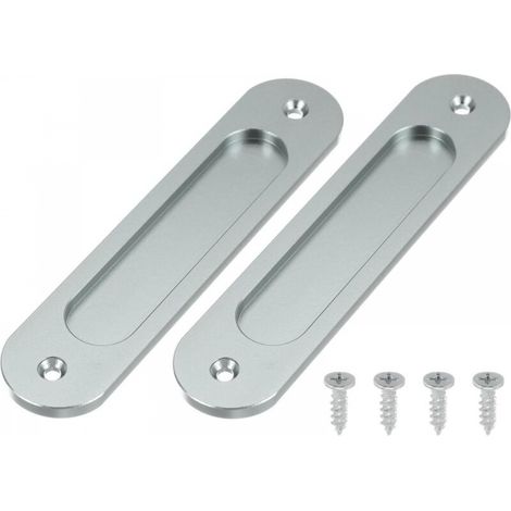 Poignée ovale affleurante pour portes coulissantes, poignée affleurante en acier inoxydable avec vis, adaptée aux fenêtres de maison, de salle de bain, de placard de grange, (1/5)