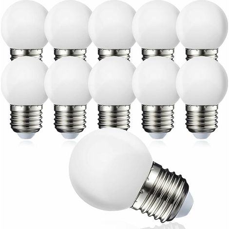 Lot de 10 globe LED E27 G45 - Blanc chaud 3000 K - 5W G45 - Coque en polycarbonate mat - Intensité non variable [Classe énergétique G] (1/4)