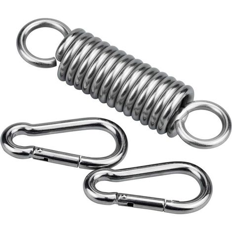 3-teiliger Federhaken aus Edelstahl 304 für Hängesessel, inklusive 2 robuster Karabinerhaken, Federhaken-Crezuo